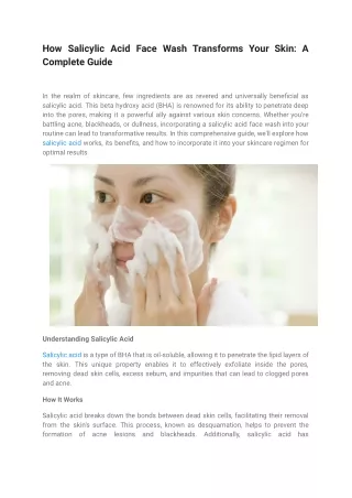how salicylic acid face wash transforms your skin