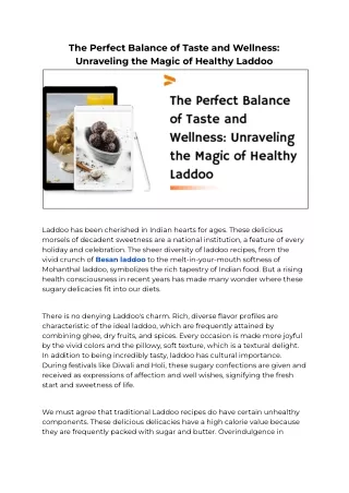 The Perfect Balance of Taste and Wellness Unraveling the Magic of Healthy Laddoo