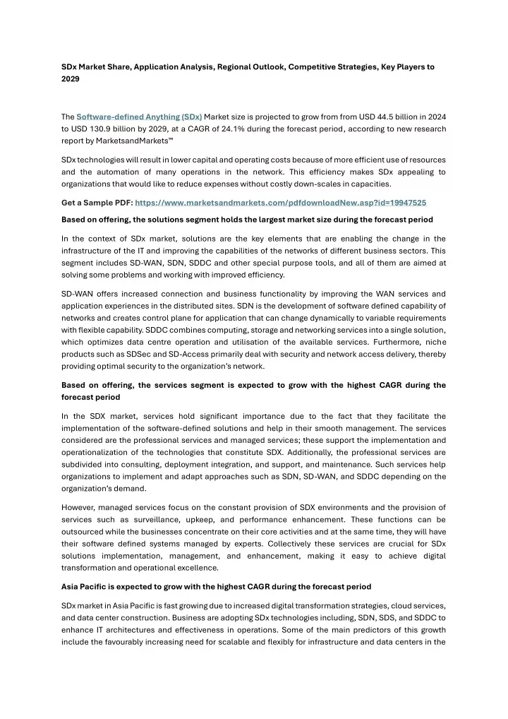 sdx market share application analysis regional