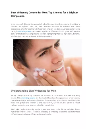 best whitening creams for men top choices