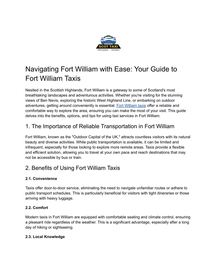 navigating fort william with ease your guide