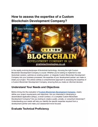 How to assess the expertise of a Custom Blockchain Development Company_