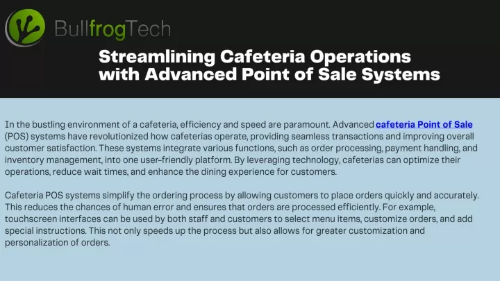 streamlining cafeteria operations with advanced