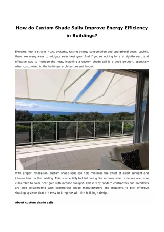 How do Custom Shade Sails Improve Energy Efficiency in Buildings