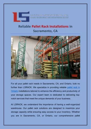 Reliable Pallet Rack Installations in  Sacramento,CA