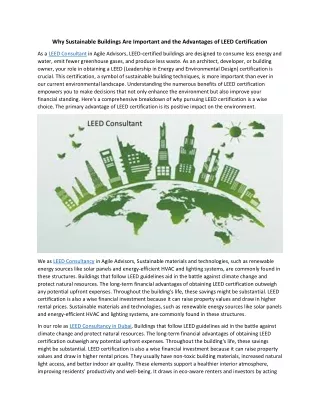 why sustainable buildings are important