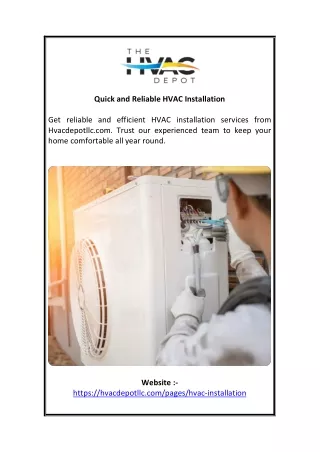 Quick and Reliable HVAC Installation