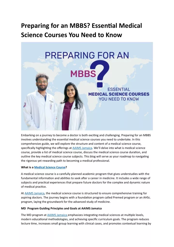 preparing for an mbbs essential medical science