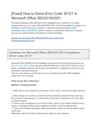 fixed how to solve error code 30121 in microsoft