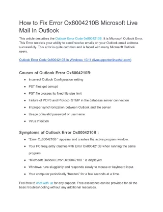 how to fix error ox8004210b microsoft live mail