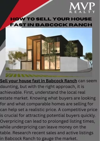 Sell My House Fast in Babcock Ranch Your Quick Guide to a Swift Sale