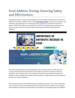 food additive testing ensuring safety
