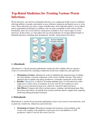 top rated medicines for treating various worm