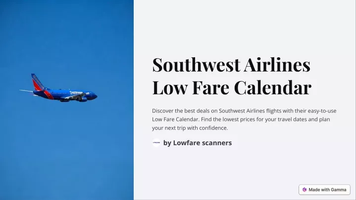 southwest airlines low fare calendar