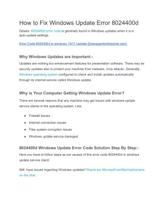 how to fix windows update error 8024400d
