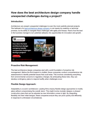 How does the best architecture design company handle unexpected challenges during a project_