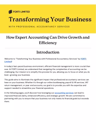 Transforming Your Business with Professional Accountancy Services