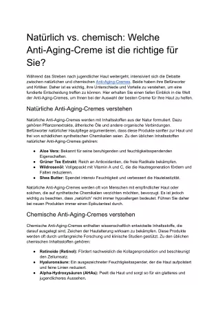 Natürlich vs. chemisch_ Welche Anti-Aging-Creme ist die richtige für Sie