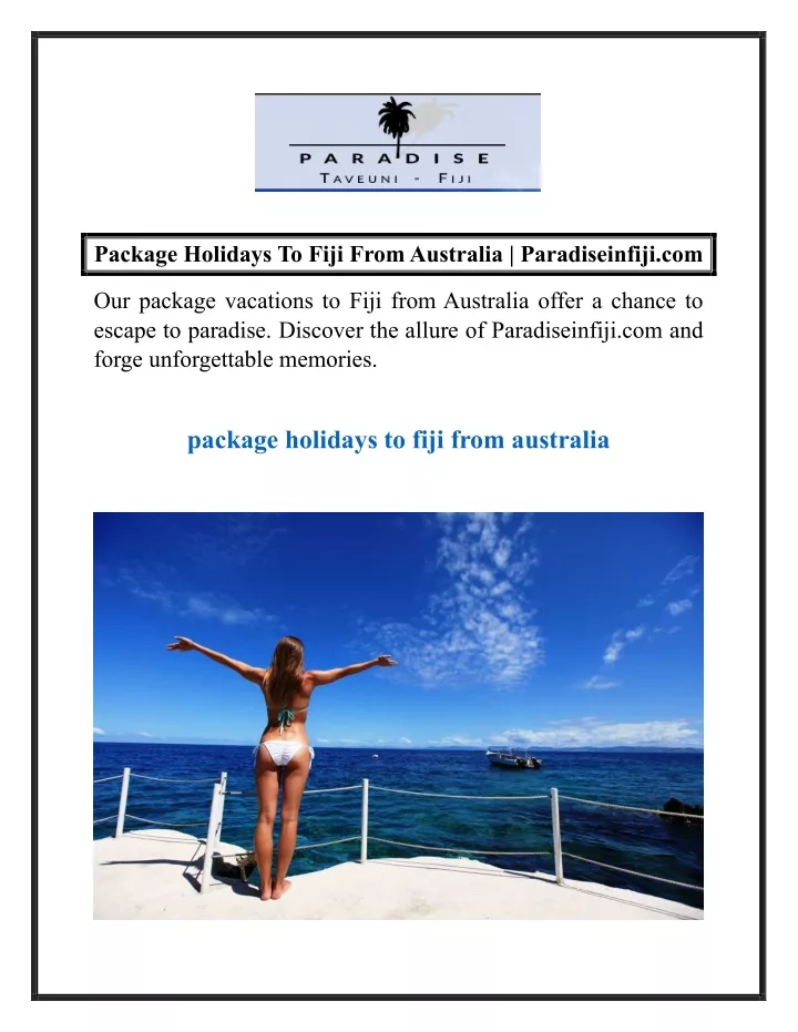 package holidays to fiji from australia