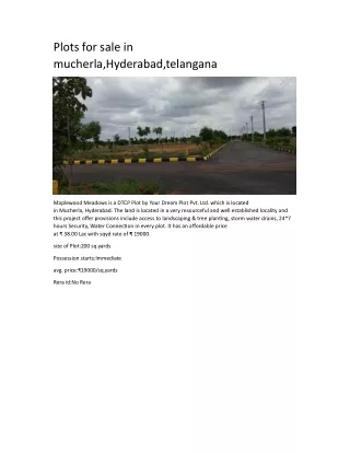plots for sale in mucherla hyderabad telangana