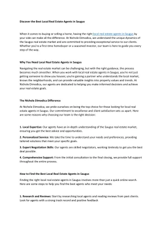 discover the best local real estate agents