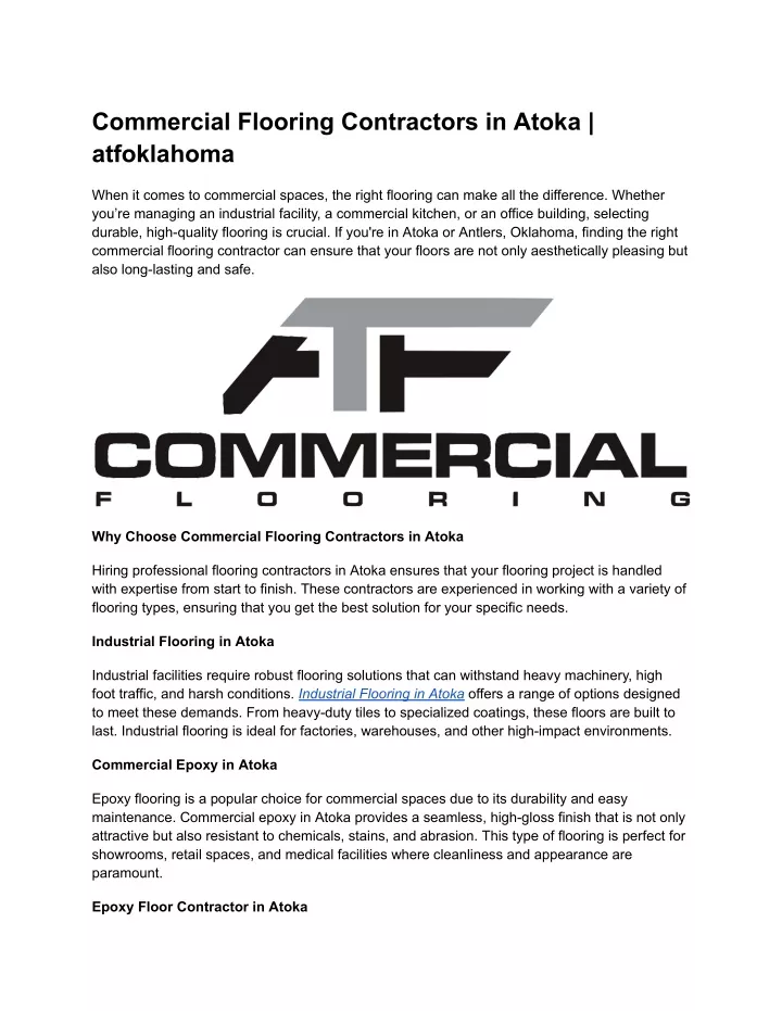 commercial flooring contractors in atoka