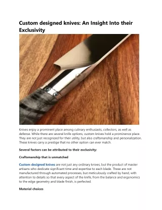 custom designed knives an insight into their