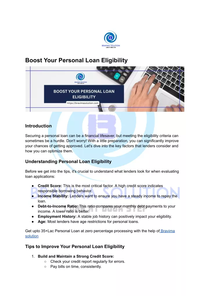 boost your personal loan eligibility