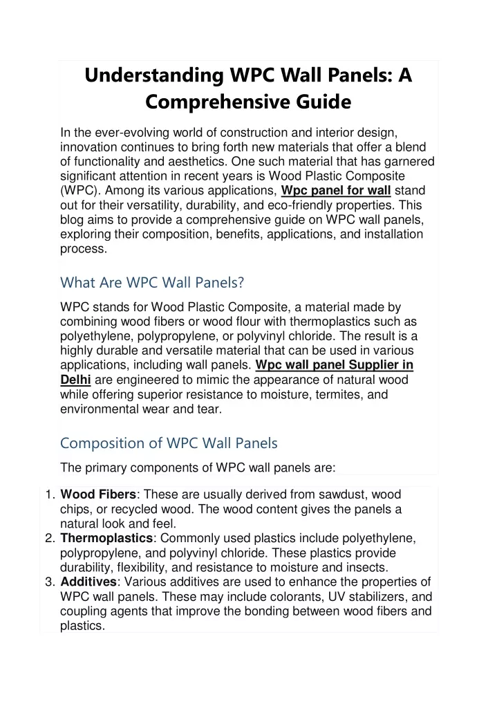 understanding wpc wall panels a comprehensive