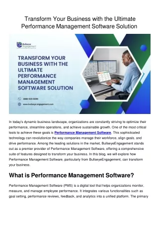 Transform Your Business with the Ultimate Performance Management Software Solution