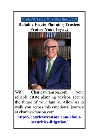 Reliable Estate Planning Trustee Protect Your Legacy