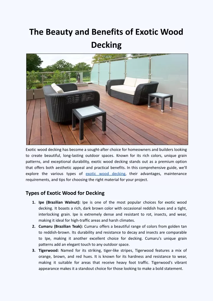 the beauty and benefits of exotic wood decking