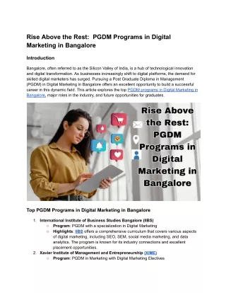 Rise Above the Rest_  PGDM Programs in Digital Marketing in Bangalore