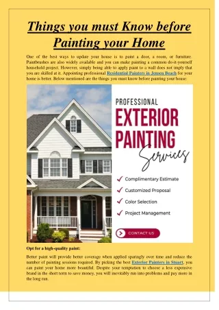 Things you must Know before Painting your Home