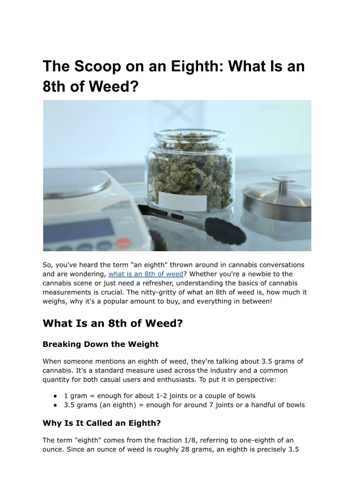 the scoop on an eighth what is an 8th of weed