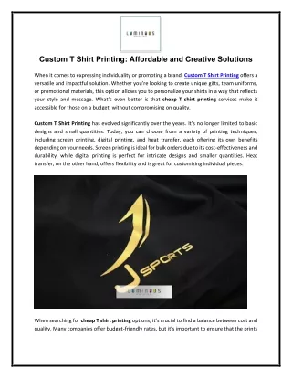Custom T Shirt Printing Affordable and Creative Solutions