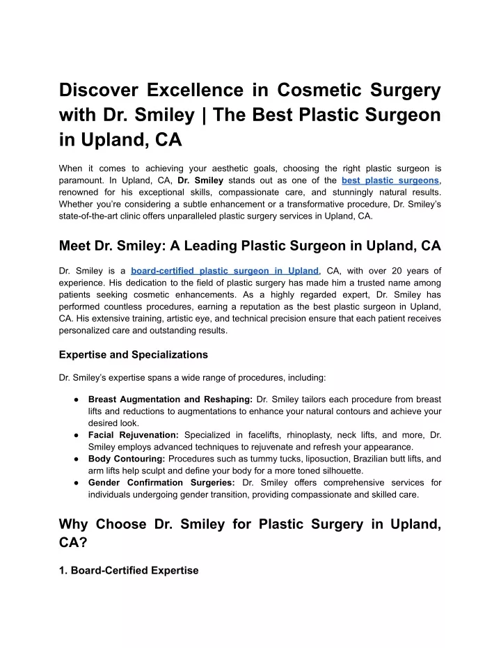 discover excellence in cosmetic surgery with