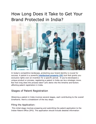 How Long Does it Take to Get Your Brand Protected in India