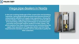 Technological Advancements by Viega Pipe Dealers in Noida to Enhance Efficiency