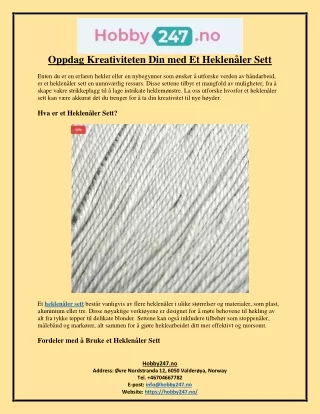 Oppdag Kreativiteten Din med Et Heklenåler Sett