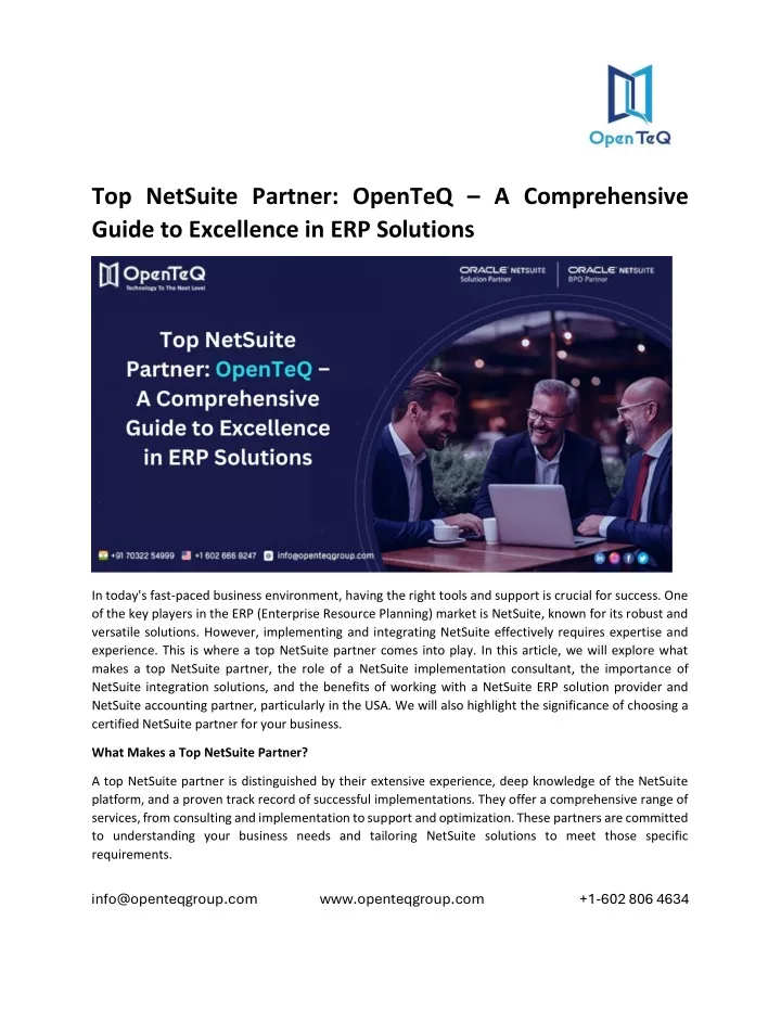 top netsuite partner openteq a comprehensive