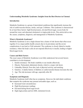 understanding metabolic syndrome insights from