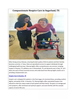 Compassionate Hospice Care in Sugarland