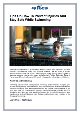 Tips On How To Prevent Injuries And Stay Safe While Swimming