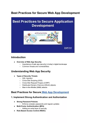 Best Practices for Secure Web App Development