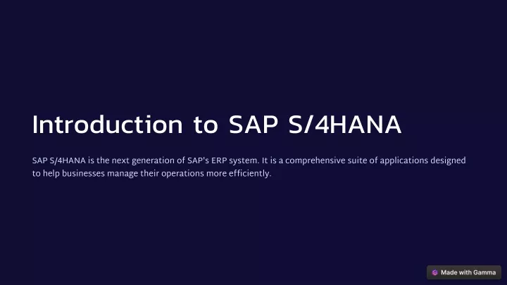 introduction to sap s 4hana