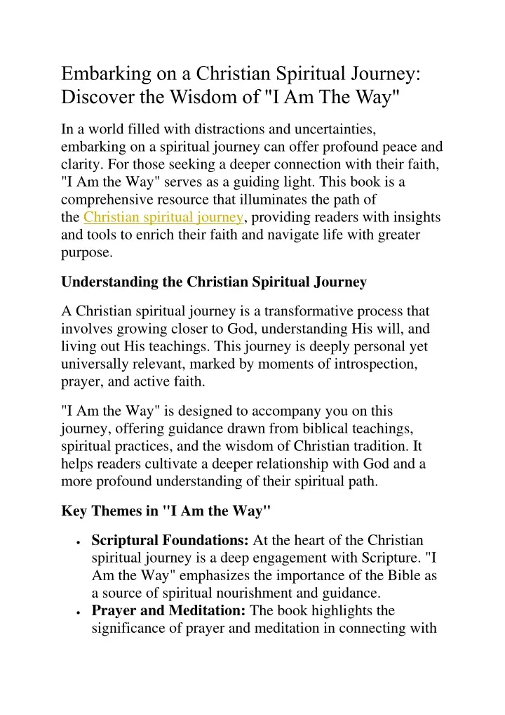 embarking on a christian spiritual journey