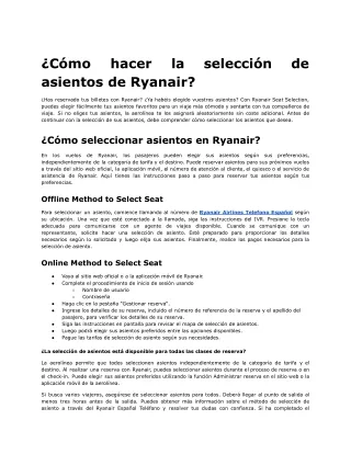 ¿Cómo hacer la selección de asientos de Ryanair?