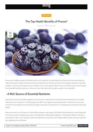 The Top Health Benefits of Prunes?