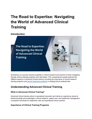 The Road to Expertise_ Navigating the World of Advanced Clinical Training